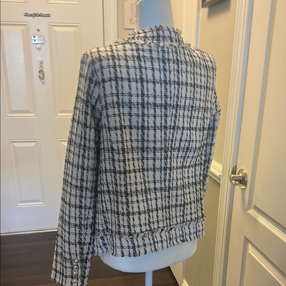 Nanette Lepore Black and White Blazer Classic Tweed Design - Picture 3 of 5